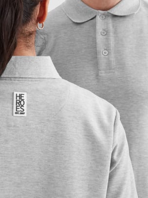 Heroes Patch Pique Polo Grey Marl 9