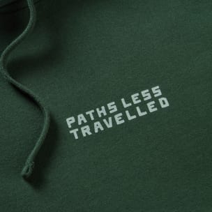 POD PATHS LESS TRAVELLED BACK PRINT HOODIE EVERGREEN Detail