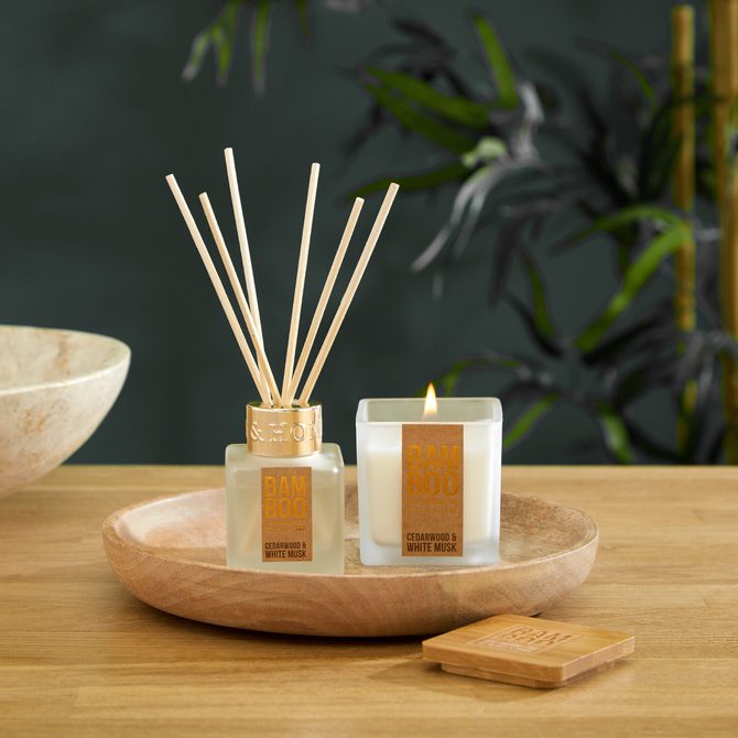Bamboo Candle and Diffuser Gift Set