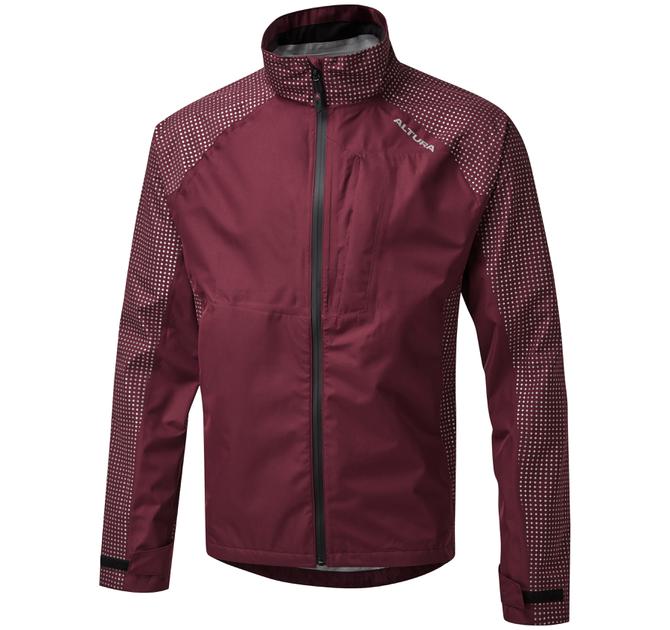 MENS URBAN NIGHTVISION STORM WATERPROOF JACKET MAROON FRONT white