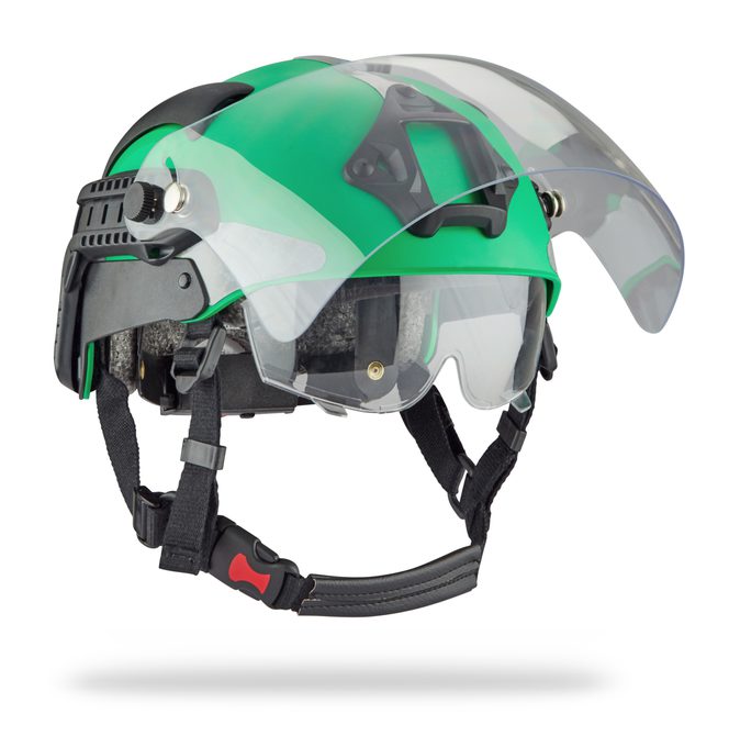 Manta Tactical Green Helmet Angle Right Visor Up