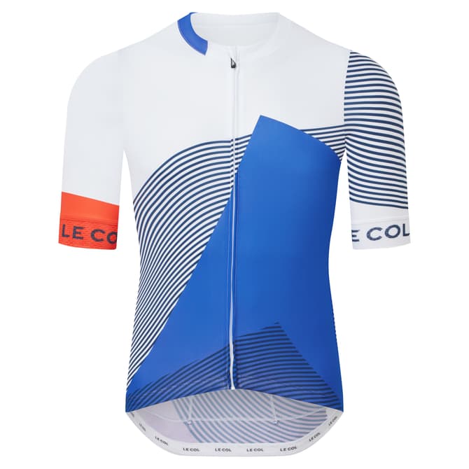 Mens Sport Lightweight Jersey White Blue Print Front