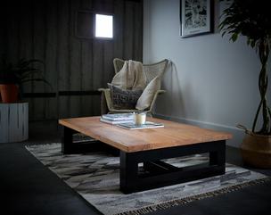 Oak 35mm Two Box Small Coffee Table Leg Black Lifestyle Main