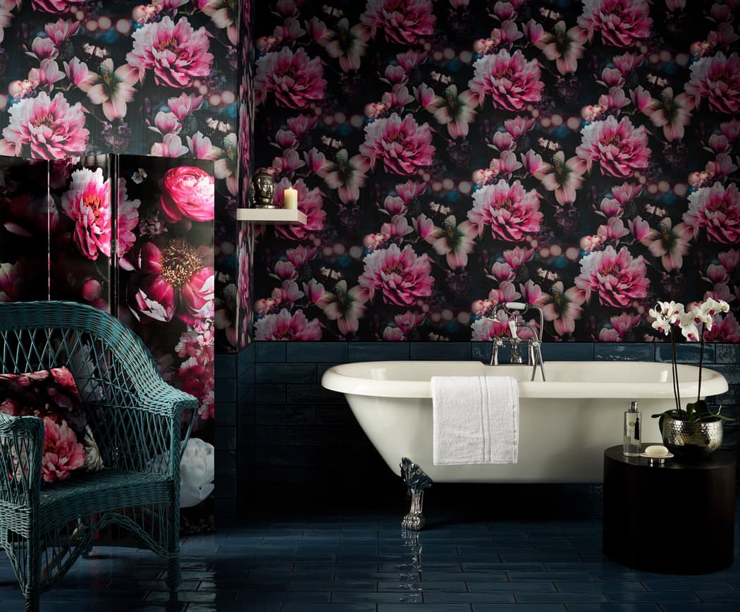 Dramatic Floral Bathroom
